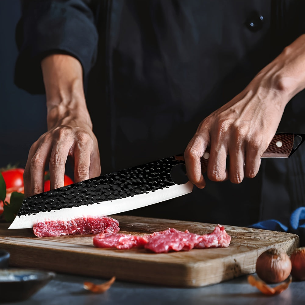 Takuro 4‑Klingen Profi-Messer-Set – Fleisch-, Gemüse- & Outdoor-Messer mit Holzgriff für Camping & Küche