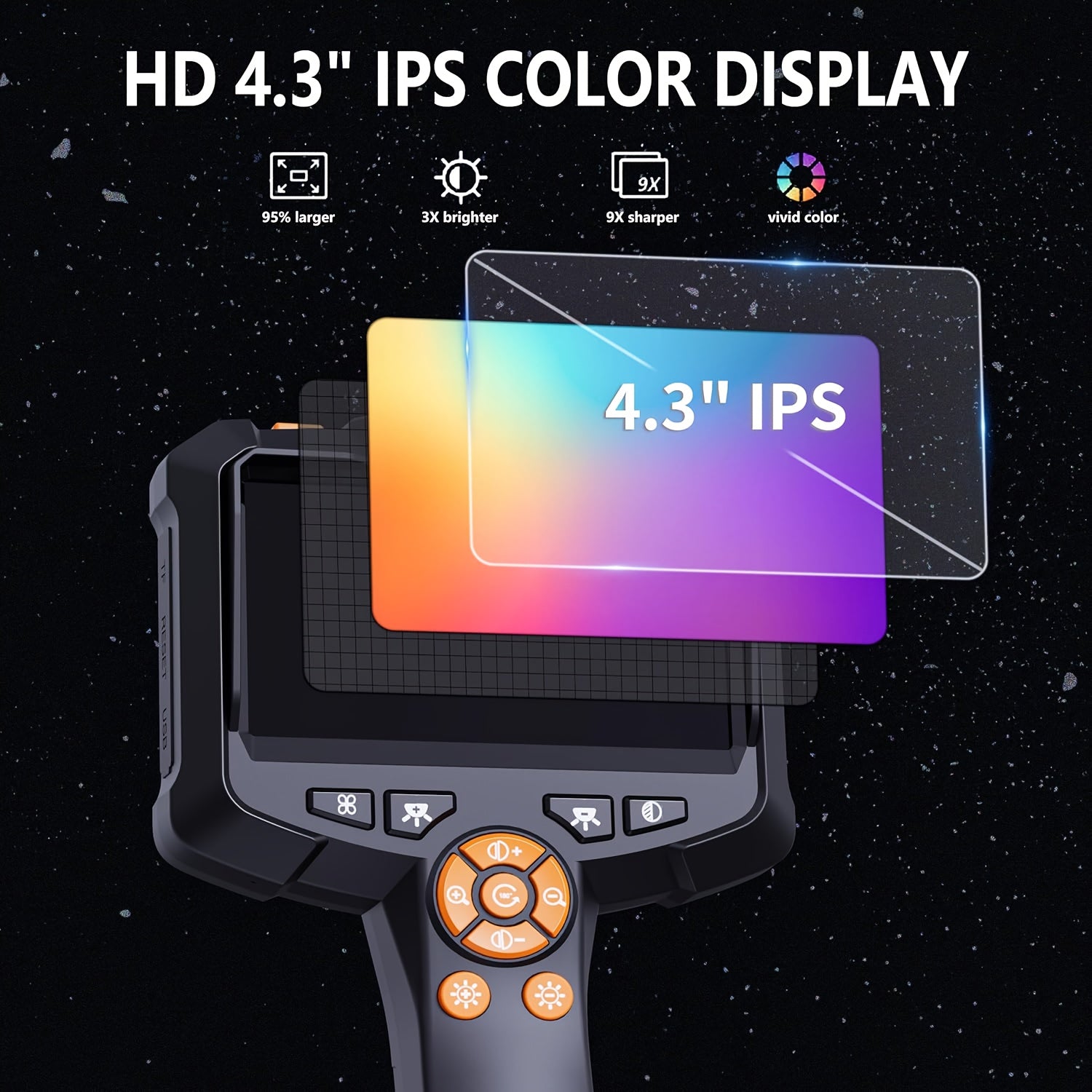 Auto– Inspcam Endoskop Kamera 4.3″ mit Display, 8 mm Sonde, IP67 wasserdicht, USB & Akku