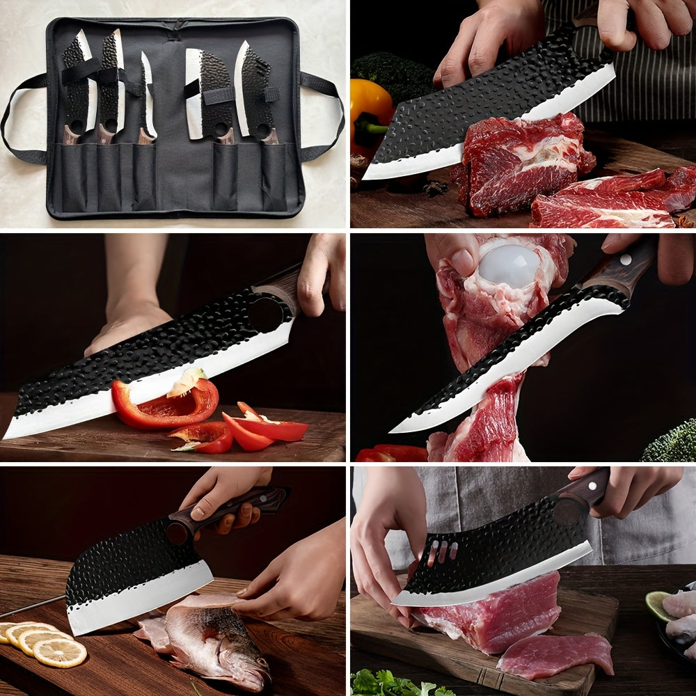 Haruki 5‑Klingen Profi-Messer-Set – 7Cr17MoV Edelstahl, Holzgriff & Nylon-Tragetasche für Küche & Outdoor