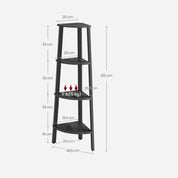 Eckregal "Tatsuki" – 4-stöckiges Bücherregal im Industrie-Design, Leiterregal aus Holz und Stahlrahmen, Standregal für Wohnzimmer, Büro oder Flur, platzsparend & robust