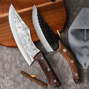 Kenji 2‑Klingen Messer‑Set – Edelstahl Fleisch- & Outdoor-Messer mit Holzgriff