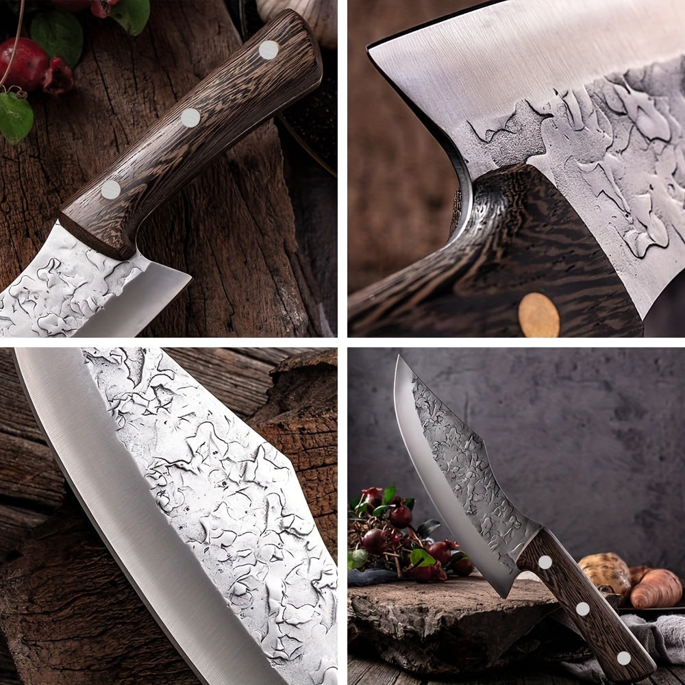 Kenji 2‑Klingen Messer‑Set – Edelstahl Fleisch- & Outdoor-Messer mit Holzgriff