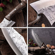 Kenji 2‑Klingen Messer‑Set – Edelstahl Fleisch- & Outdoor-Messer mit Holzgriff