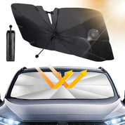 Shinkaze 360° Auto-Sonnenschutzschirm – Faltbarer UV-Schutz für Windschutzscheibe mit Carbonrahmen & Drehgriff