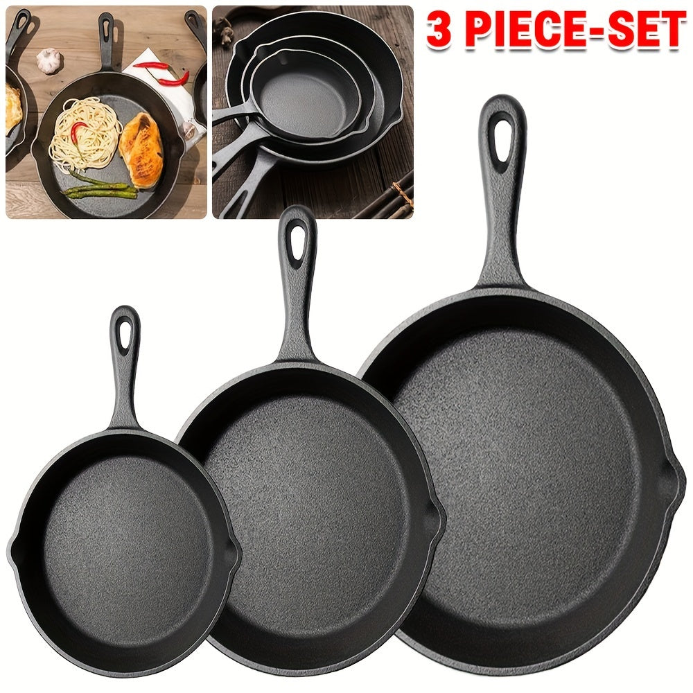 GussFeueri – 3er Set Gusseisenpfannen für Grill, Gas & Ofen | 17 cm, 21 cm, 26 cm | Für Steak, Rösti & mehr