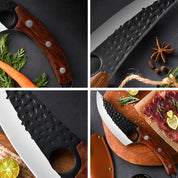 Kenji 2‑Klingen Messer‑Set – Edelstahl Fleisch- & Outdoor-Messer mit Holzgriff