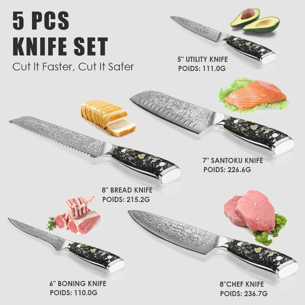 Kuroshi Damastmesser Set (5 teilig)