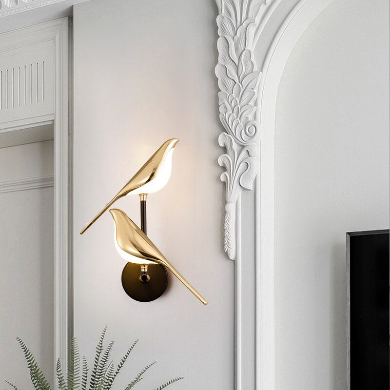 Skandinavische LED-Vogel-Wandleuchte