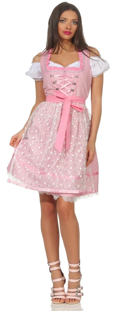 3-teiliges Damen Dirndl Set mit Bluse und Schürze für das Oktoberfest