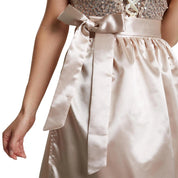 Beige Damen Mini Dirndl mit Schürze – Perfekt für Oktoberfest und Volksfeste