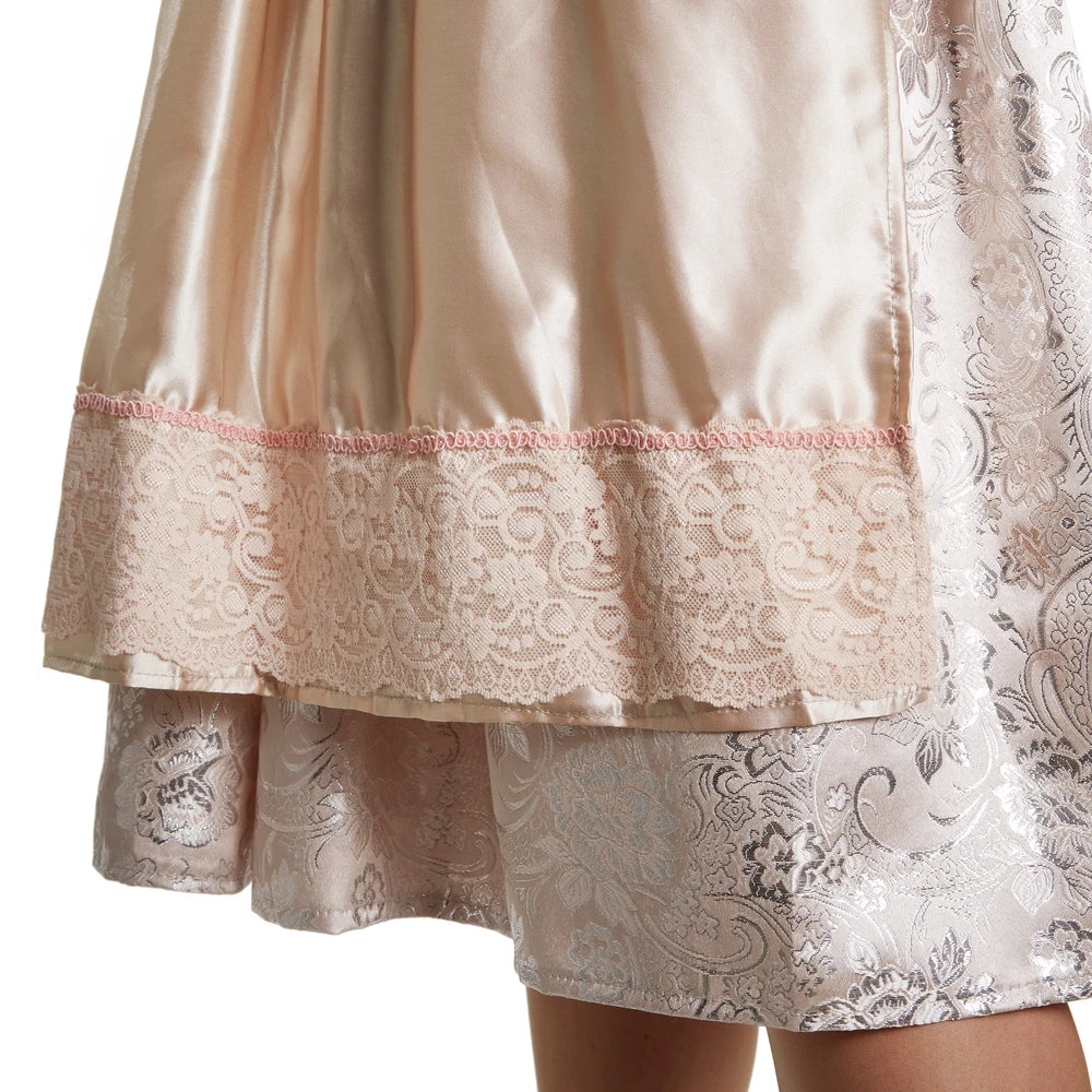 Beige und Silbernes Midi Dirndl für Damen – Elegantes Trachtenkleid für Oktoberfest und Volksfeste