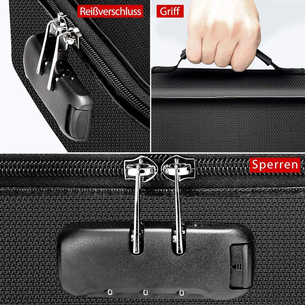 Kagami feuerfeste Dokumententasche mit Zahlenschloss – Wasserdichte Organizer-Box für wichtige Unterlagen (36 × 29,5 × 10 cm)