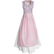 Maxi Dirndl für Damen Elegantes Rosa  – Trachtenkleid mit Schürze für Oktoberfest und Volksfeste