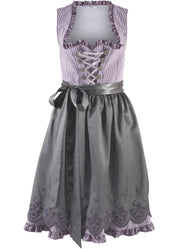 Lila Dirndl ohne Kniefreiheit mit Schürze für Damen – Trachtenkleid