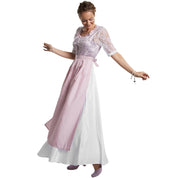 Maxi Dirndl für Damen Elegantes Rosa  – Trachtenkleid mit Schürze für Oktoberfest und Volksfeste