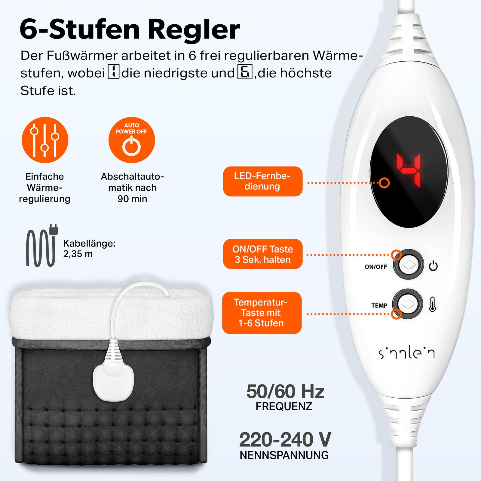 KosyHeat Elektrischer Fußwärmer mit Temperaturregelung