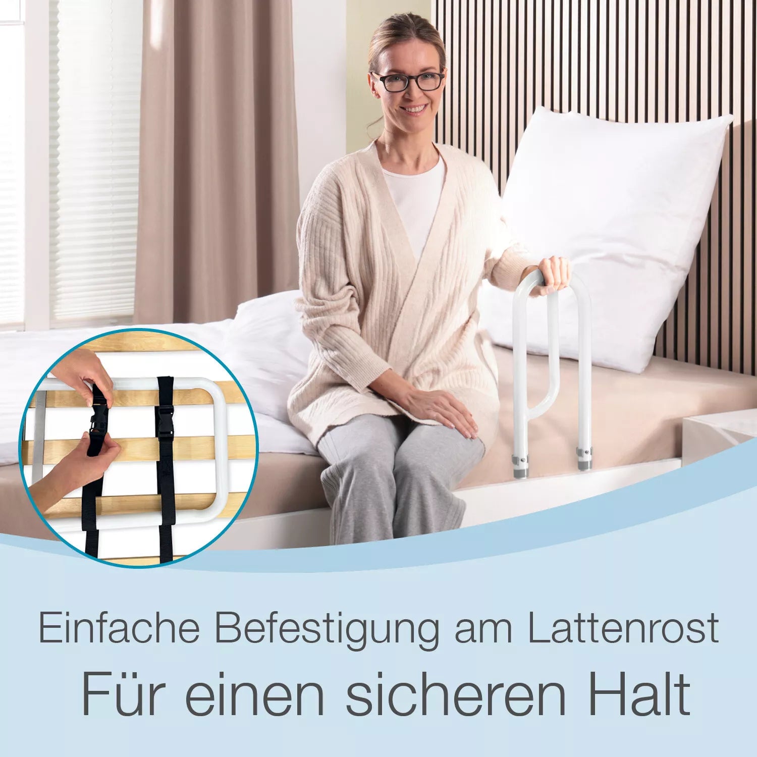 Aufsteh-Hilfe PRO Bett Aufstehhilfe Haltegriff - Aufsteh-Hilfe PRO für Senioren, höhenverstellbarer Bettgriff, stabile Betthalterung, Schutz vorm Herausfallen