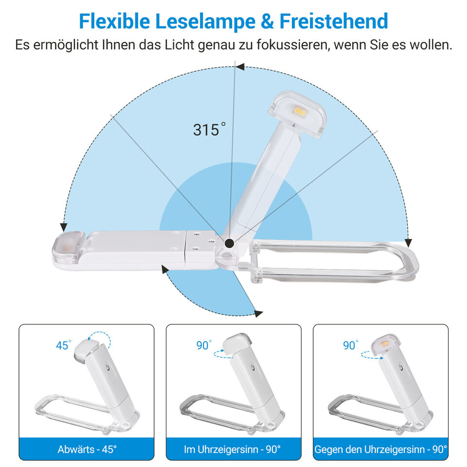 FlexiLight Pro - USB Leselampe mit einstellbaren Modi und geräuschlosem Design