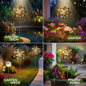 Metall Windrad für Garten mit bunten Lichteffekten – Solarbetrieben, langlebig und einfach zu montieren