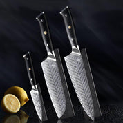 Damast Küchenmesser Set - Handgeschmiedetes Kochmesser