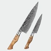 Asiatisches Messer Aus Damaststahl - Hideaki Japanische Premium Damast Messerset. Premium Messerset