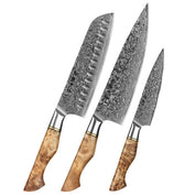 Asiatisches Messer Aus Damaststahl - Hideaki Japanische Premium Damast Messerset.  Premium Messerset