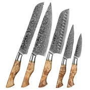 Asiatisches Messer Aus Damaststahl - Hideaki Japanische Premium Damast Messerset.  Premium Messerset