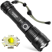 PowerBeam : Super helle 90000lm Led taktische Taschenlampe – mit wiederaufladbarem Akku Zoomable