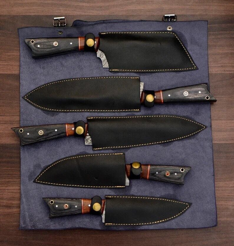 Kenji- Handgefertigtes Damaststahl-Kochmesser-Set