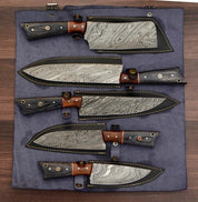 Kenji- Handgefertigtes Damaststahl-Kochmesser-Set