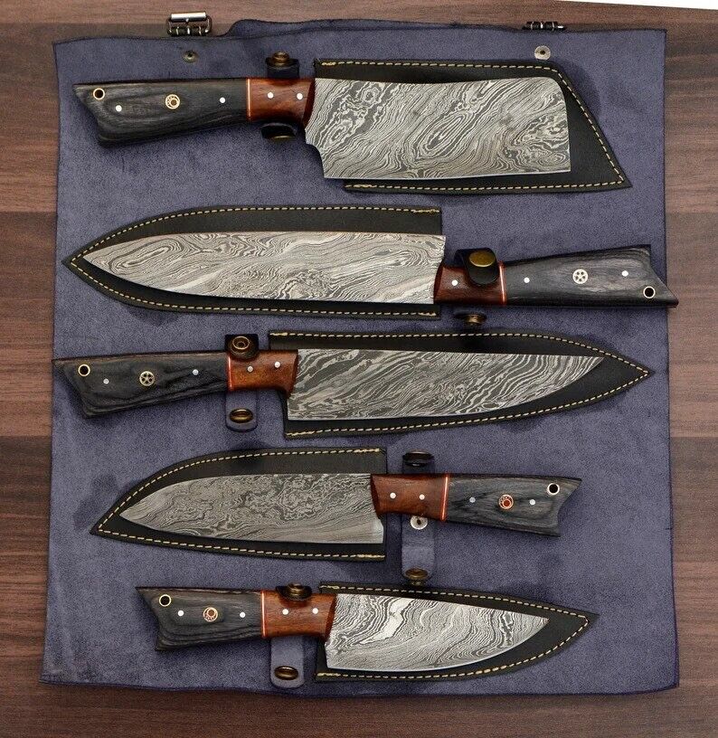 Kenji- Handgefertigtes Damaststahl-Kochmesser-Set