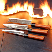 Hakito- Handgefertigtes Damaststahl-Kochmesser-Set